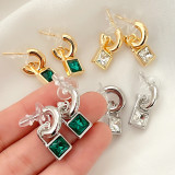 Square zircon Drop Earrings CMEADL-2436998