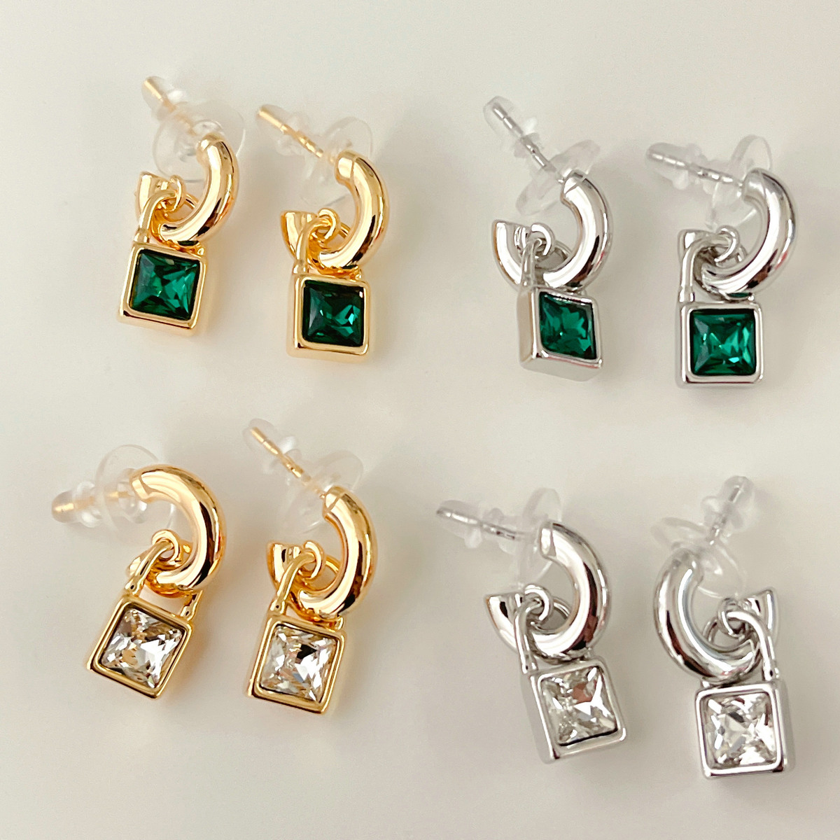 Square zircon Drop Earrings CMEADL-2436998
