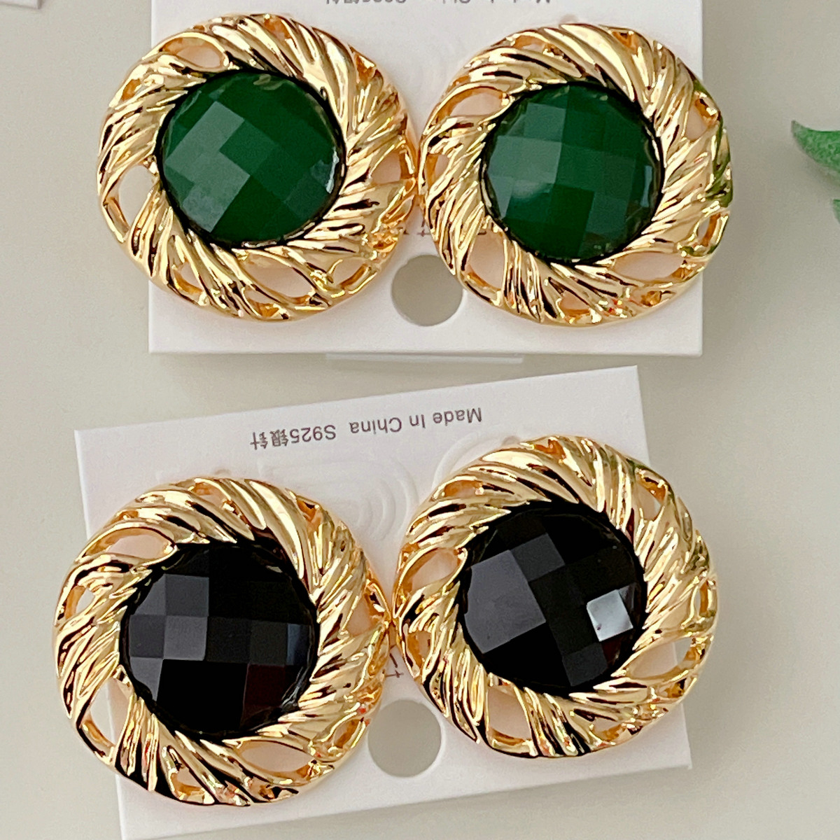 Big Round Stone Earrings Earrings CMEADL-2436936