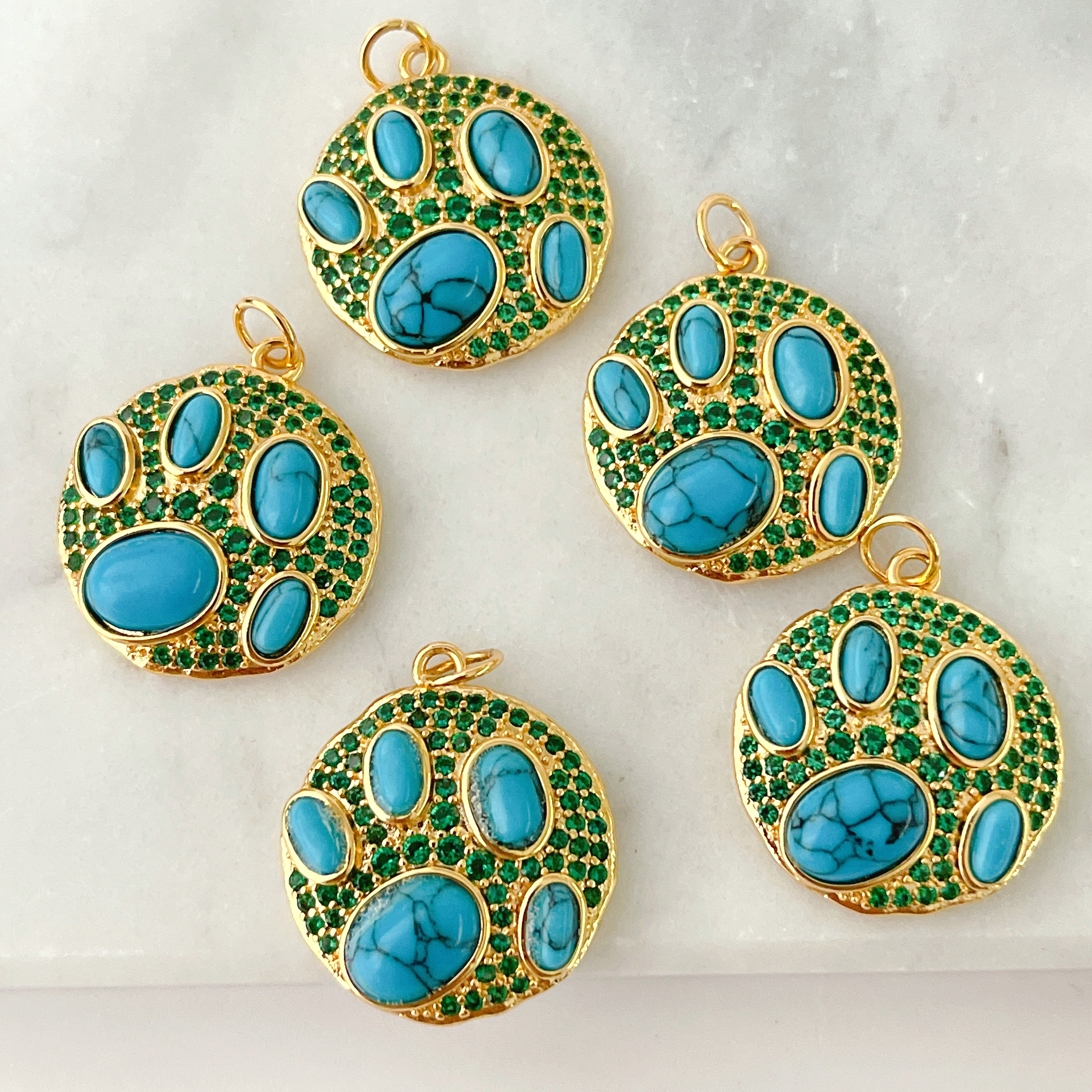 Turquoise Round Charm