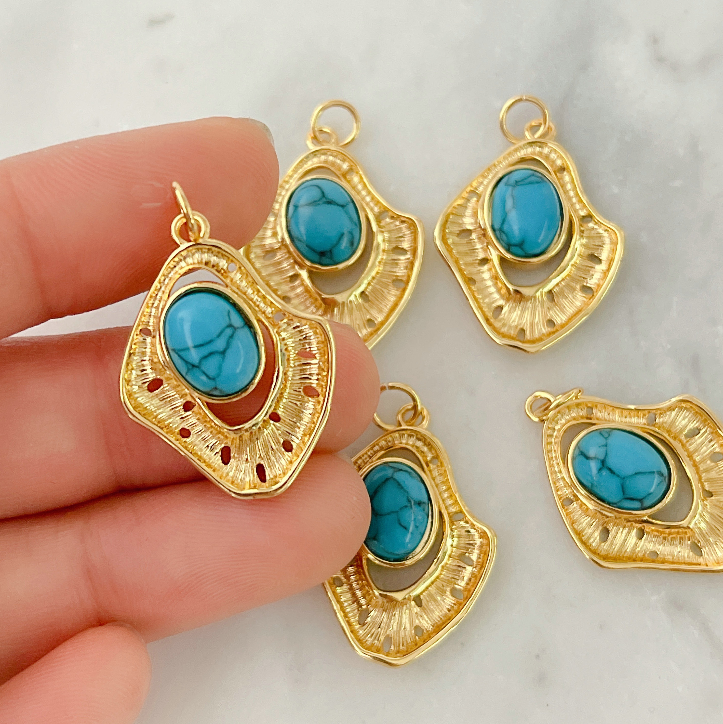 Turquoise Leaf Charm