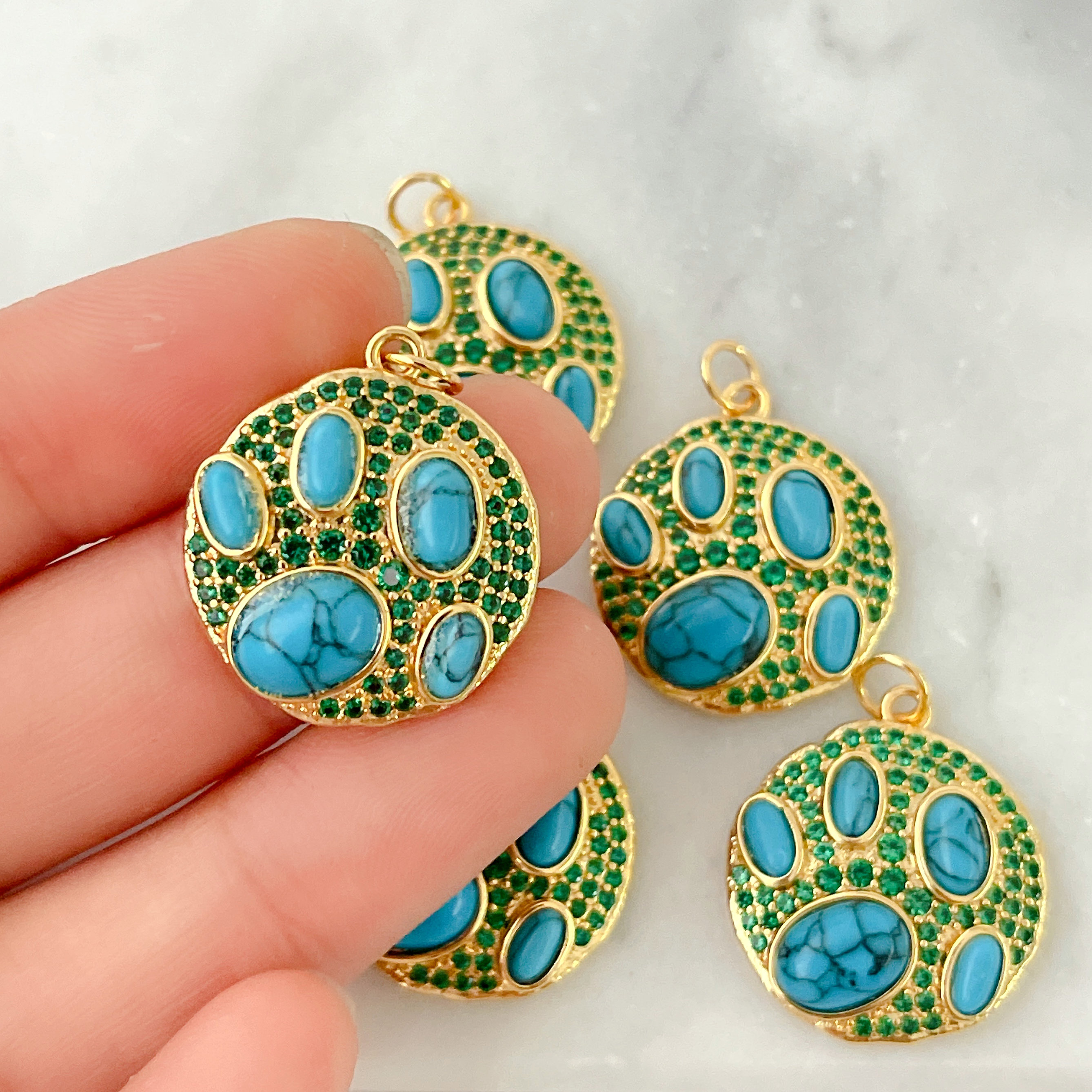 Turquoise Round Charm