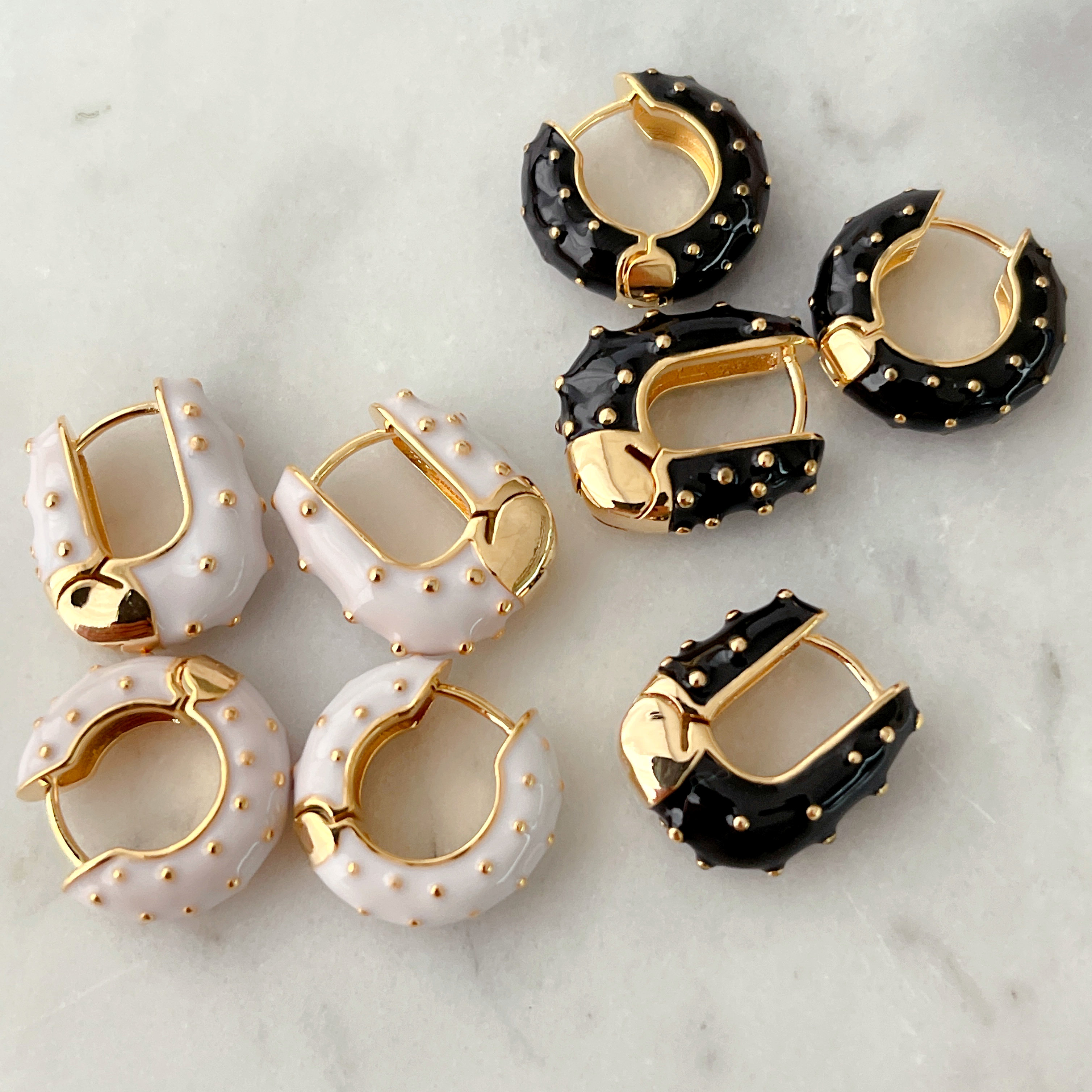 Simple Enamel Hoop Earrings CMEADL-2439575