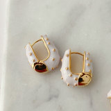 Simple Enamel Hoop Earrings CMEADL-2439575