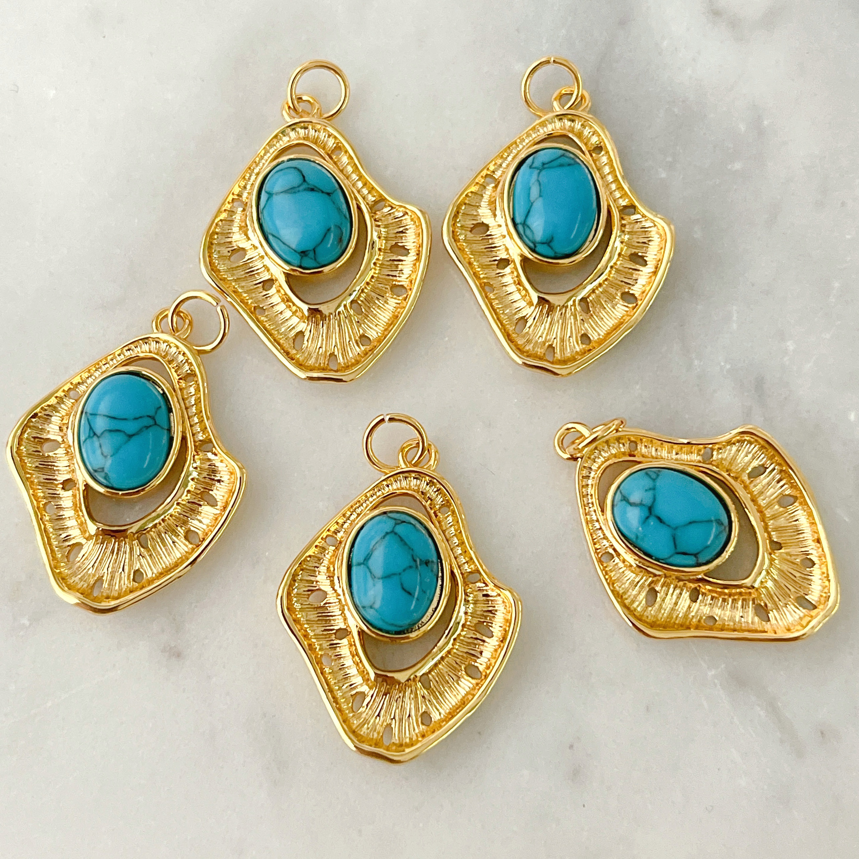 Turquoise Leaf Charm
