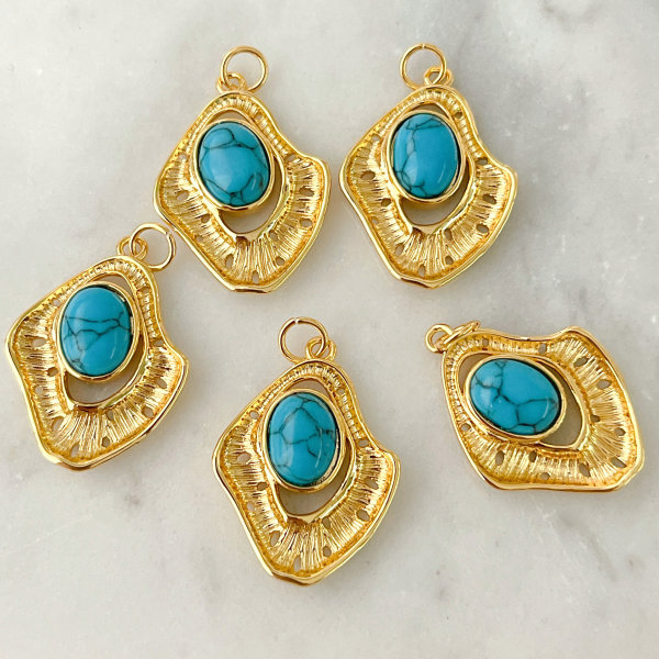 Turquoise Leaf Charm
