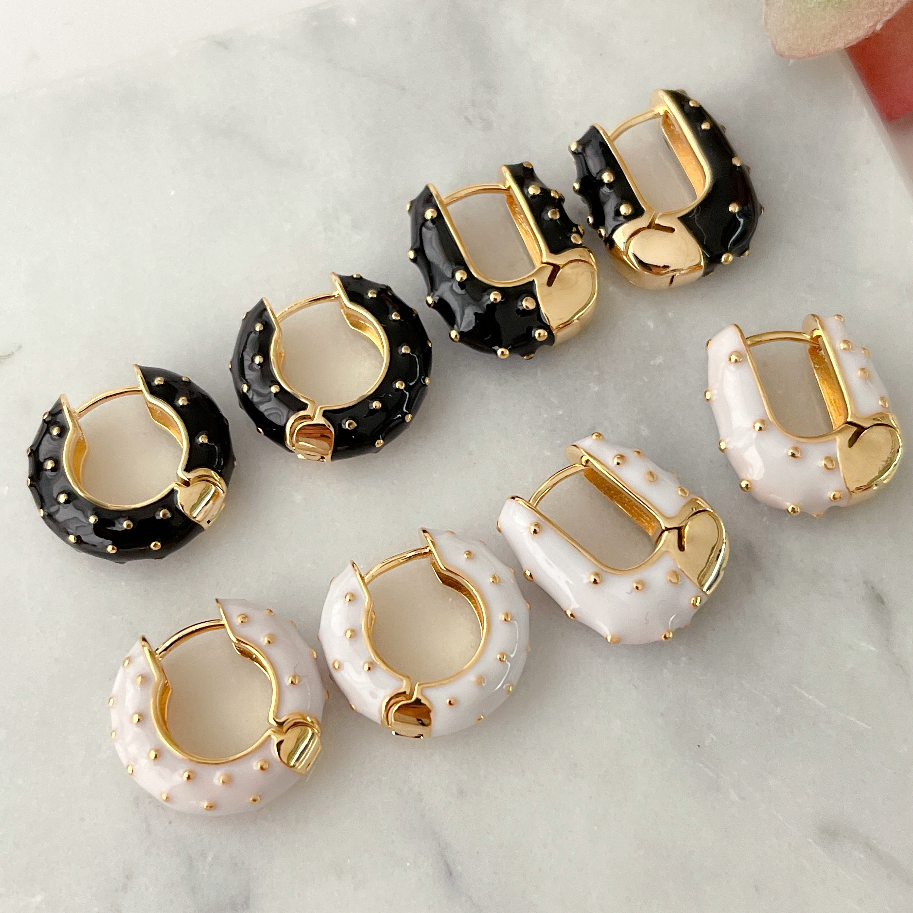 Simple Enamel Hoop Earrings CMEADL-2439575