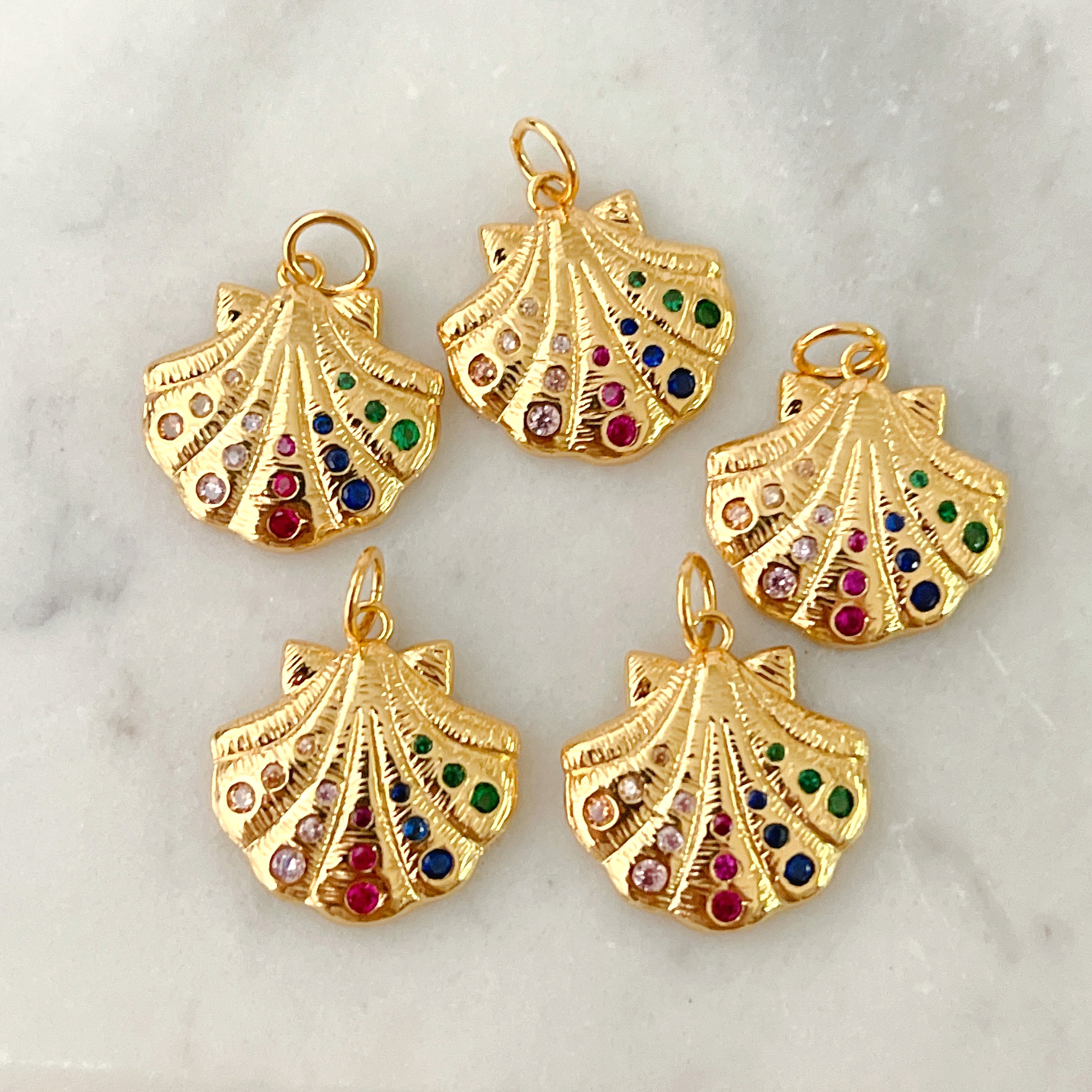 Colorful Zircon Shell Charm