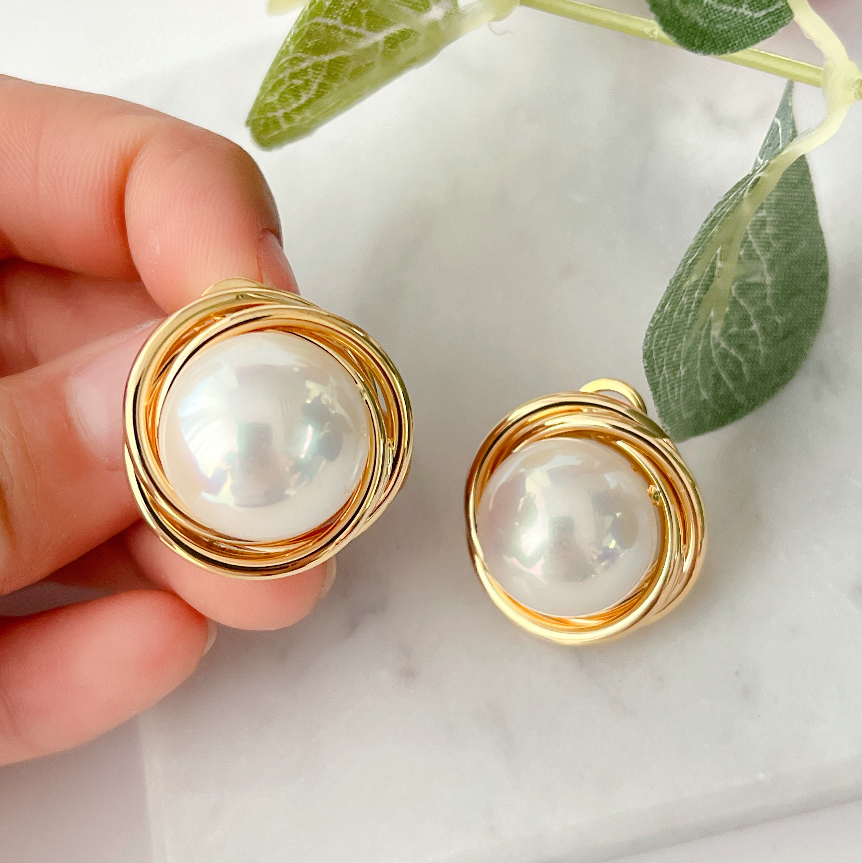 Big Pearl Stud Earrings CMEADL-2437072