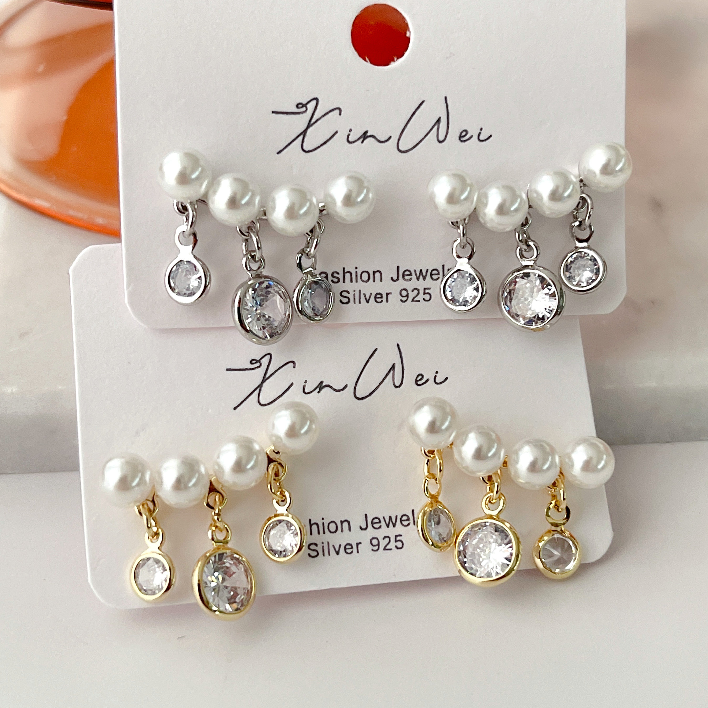 Pearl Line Stud Earrings CMEXW-2439581