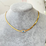 Stainless Steel Eye Herringbone Necklace