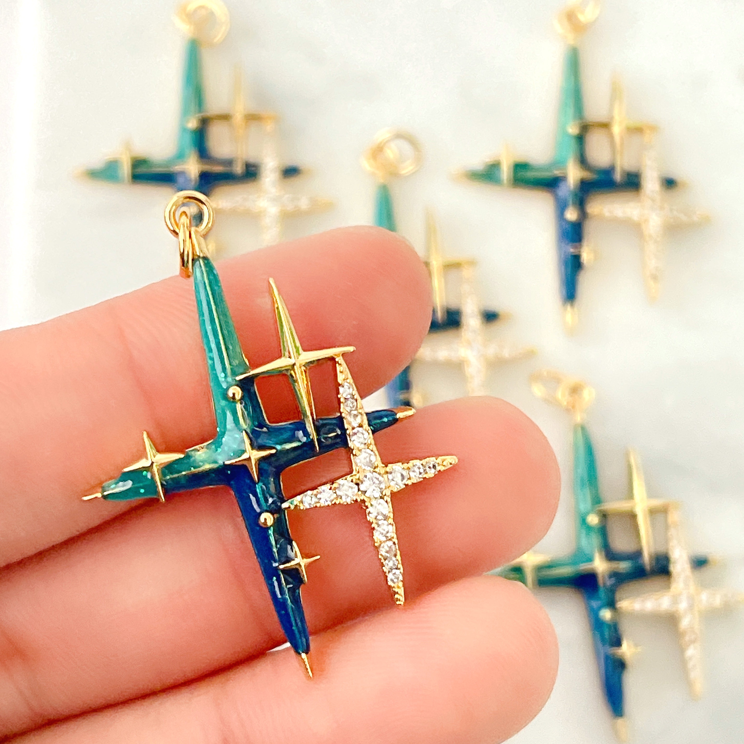 Blue Double Star Charm