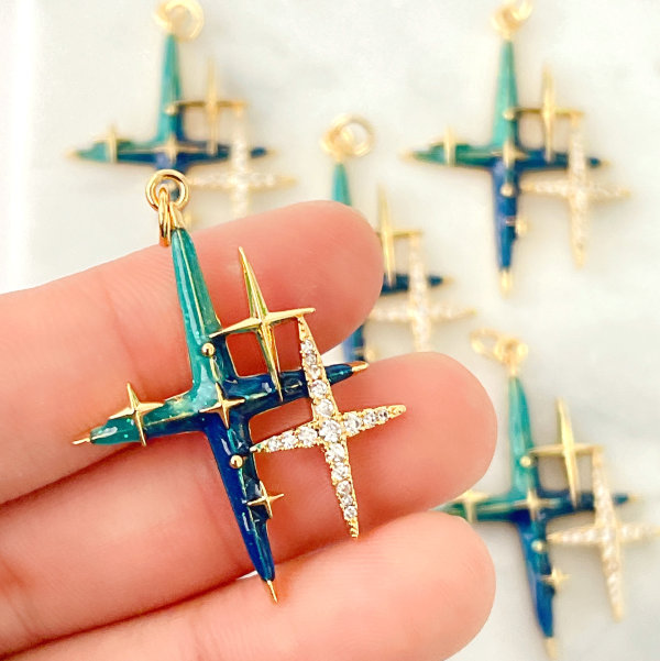 Blue Double Star Charm