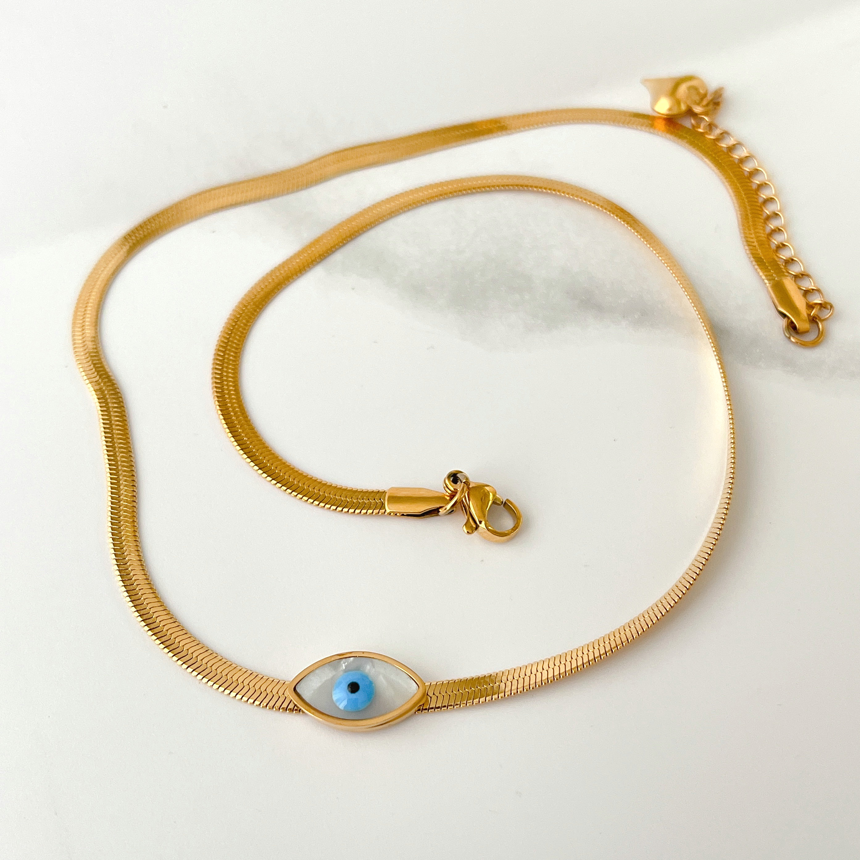 Stainless Steel Eye Herringbone Necklace