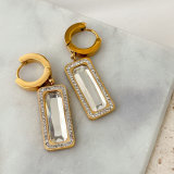 Stainless Steel Long Square Drop Bar Earrings