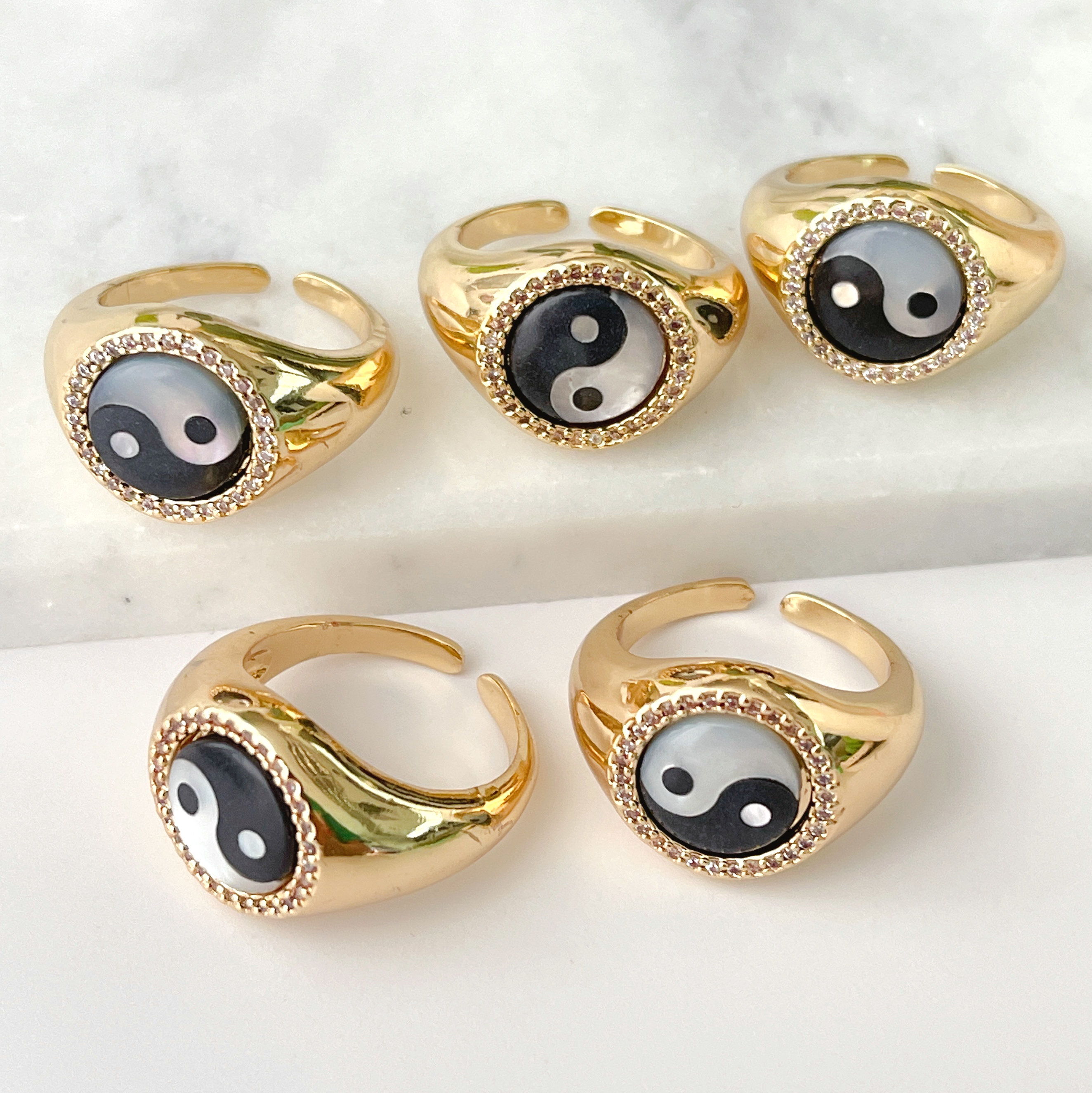 Round YingYang Adjustable Ring