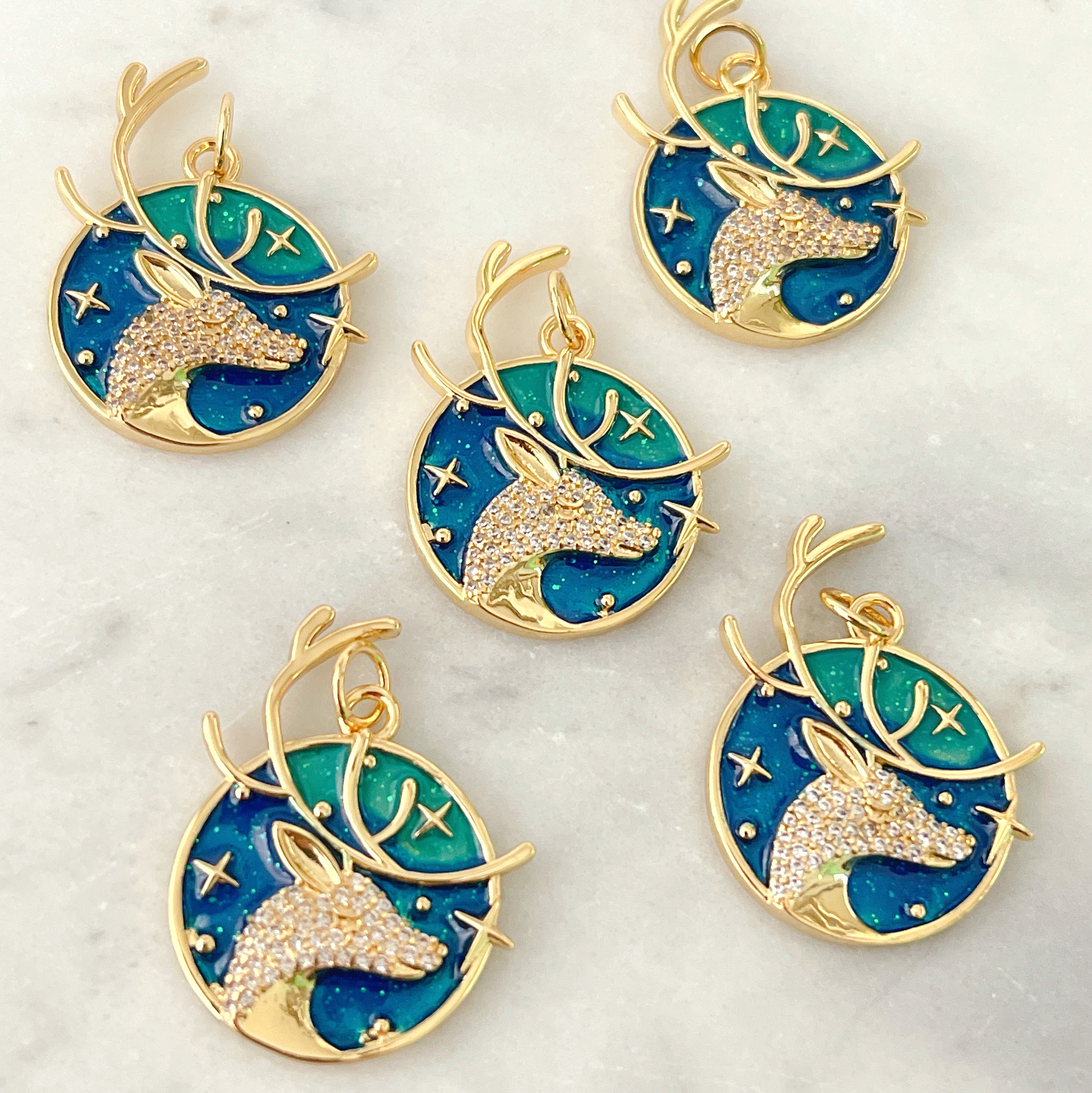 Blue Deer Charm
