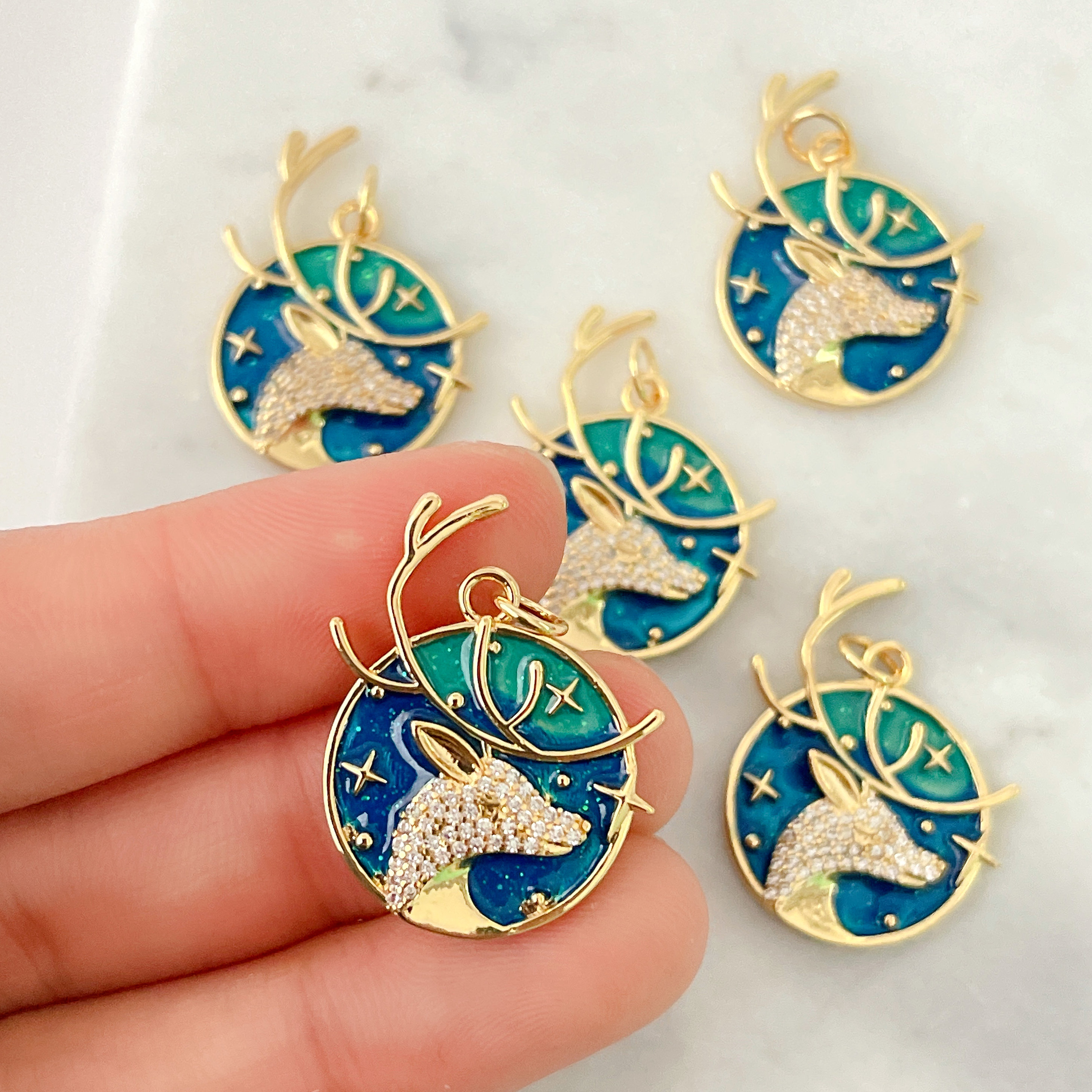 Blue Deer Charm