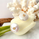 Round Fresh Water Pearl Earrings CMEADL-2440983