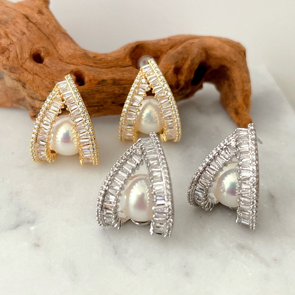 Zircon Pearl Earrings CMEADL-2441001