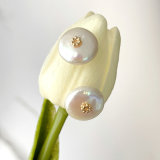 Round Fresh Water Pearl Earrings CMEADL-2440983