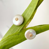 Round Fresh Water Pearl Earrings CMEADL-2440983