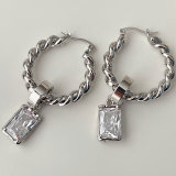 Twist Hoop Long Earrings  CMEADL-2445661