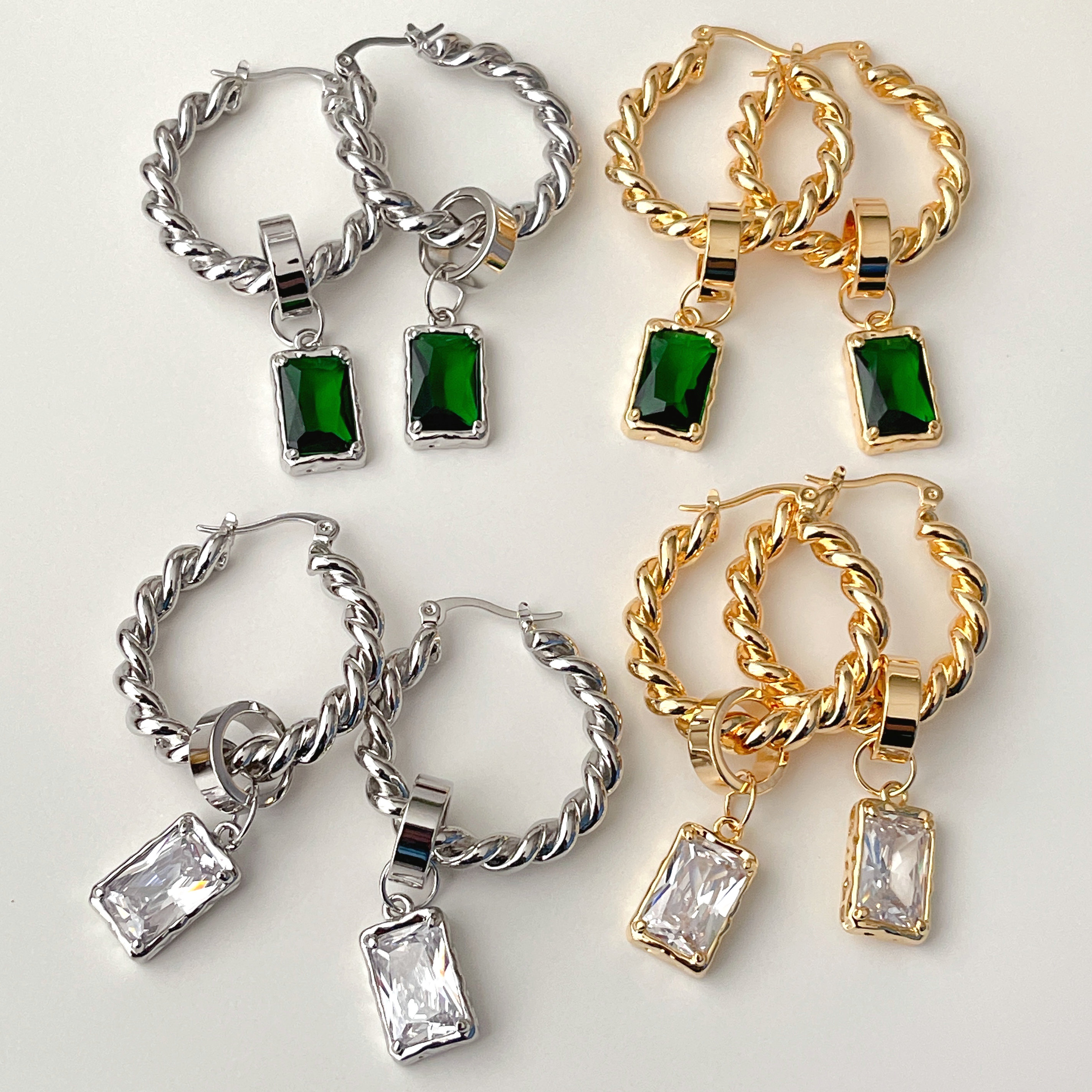 Twist Hoop Long Earrings  CMEADL-2445661