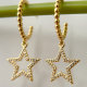 Copy Gold Beaded Hoop Earrings With Star pendant