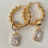Twist Hoop Long Earrings  CMEADL-2445661