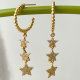 Gold Beaded Hoop Earrings With Long Star pendant