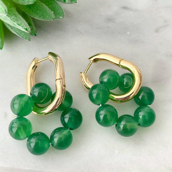 Green Gemstone Drop Earrings