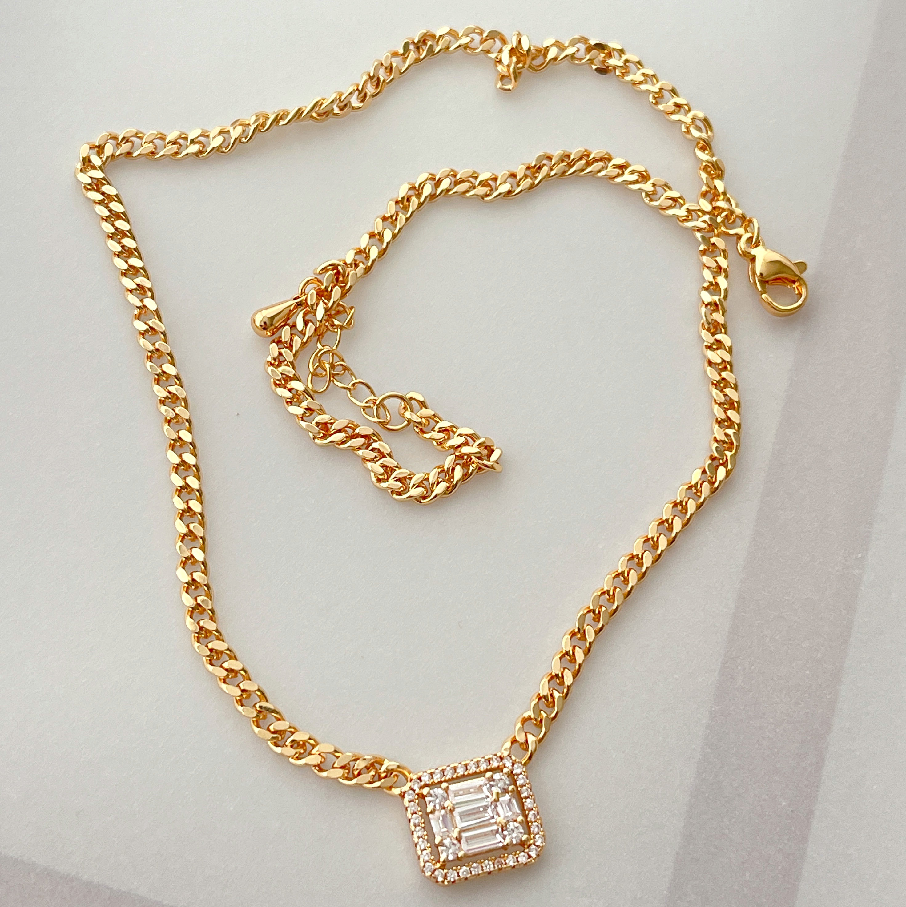 Square Charm Cuban Necklace
