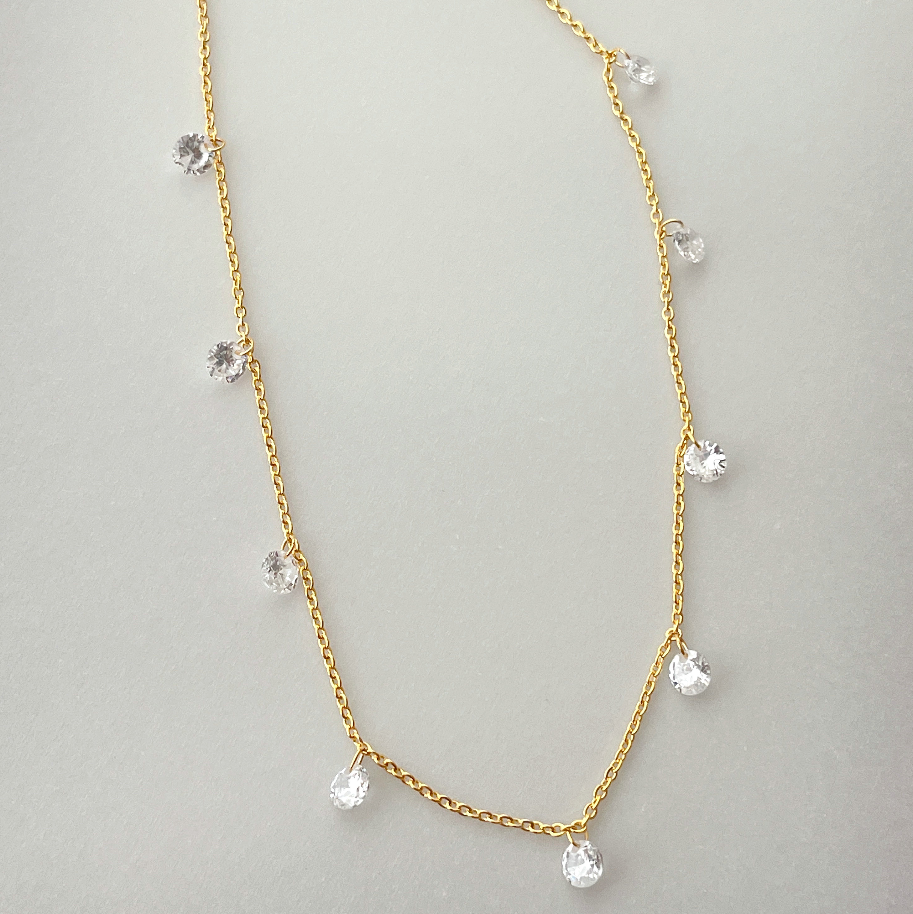 Clear Round Crystal Charm Nekclace