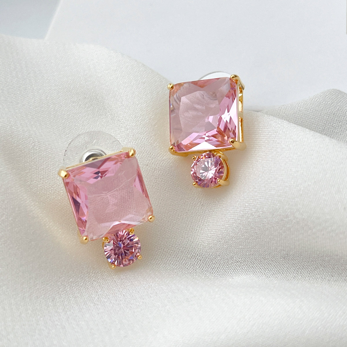 Pink ZIrcon Earrings Stud