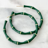 Big Enamel Bamboo Hoop Earrings