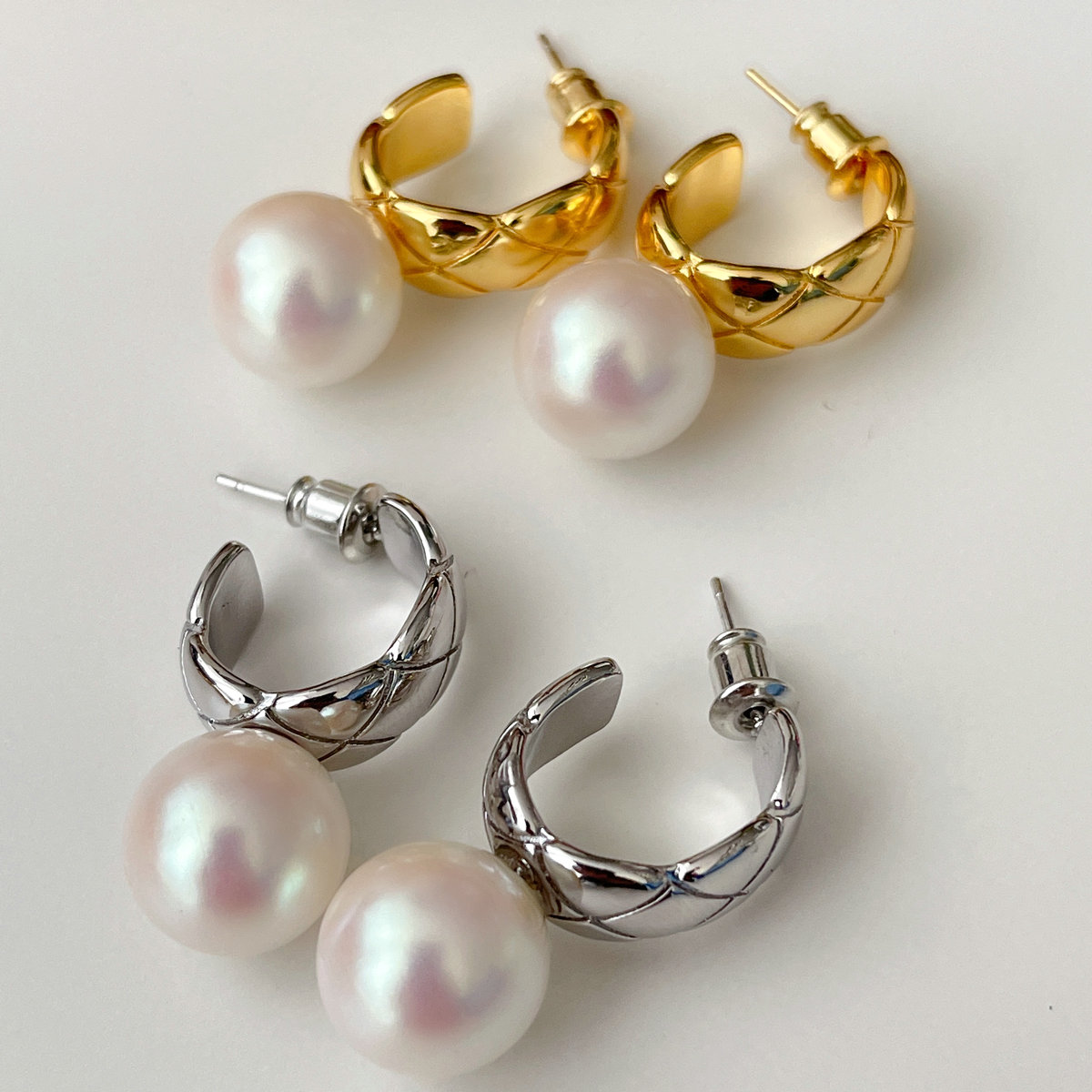 Pearl Drop Hoop Earrings CMEDYX-2446077