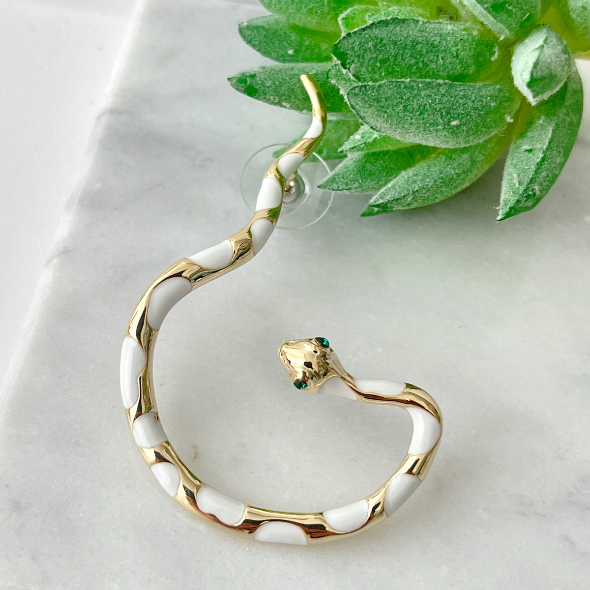 Enamel Snake Earrings Cuff