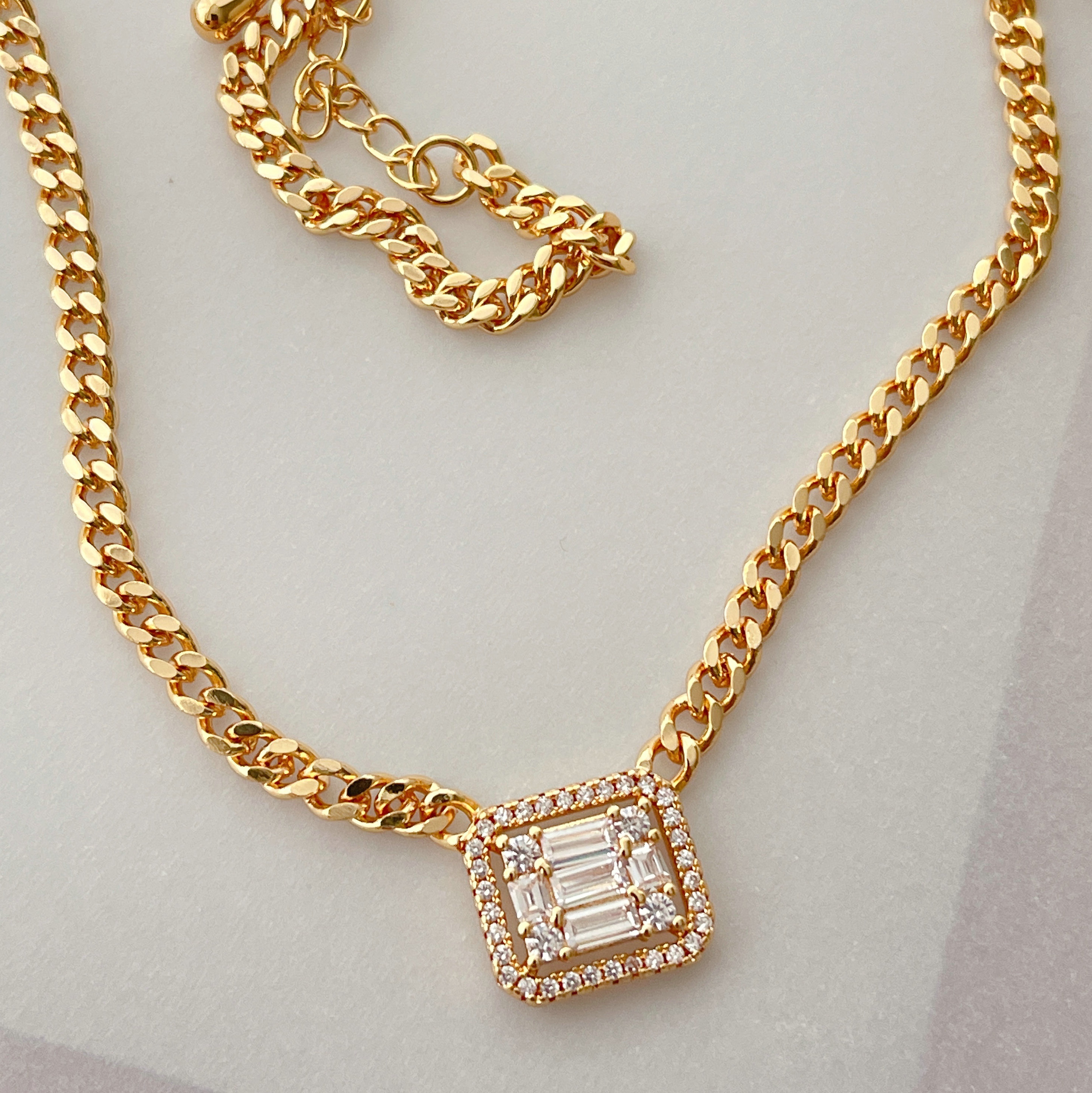 Square Charm Cuban Necklace