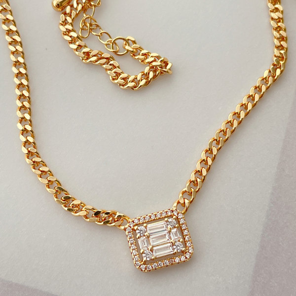Square Charm Cuban Necklace