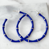 Big Enamel Bamboo Hoop Earrings