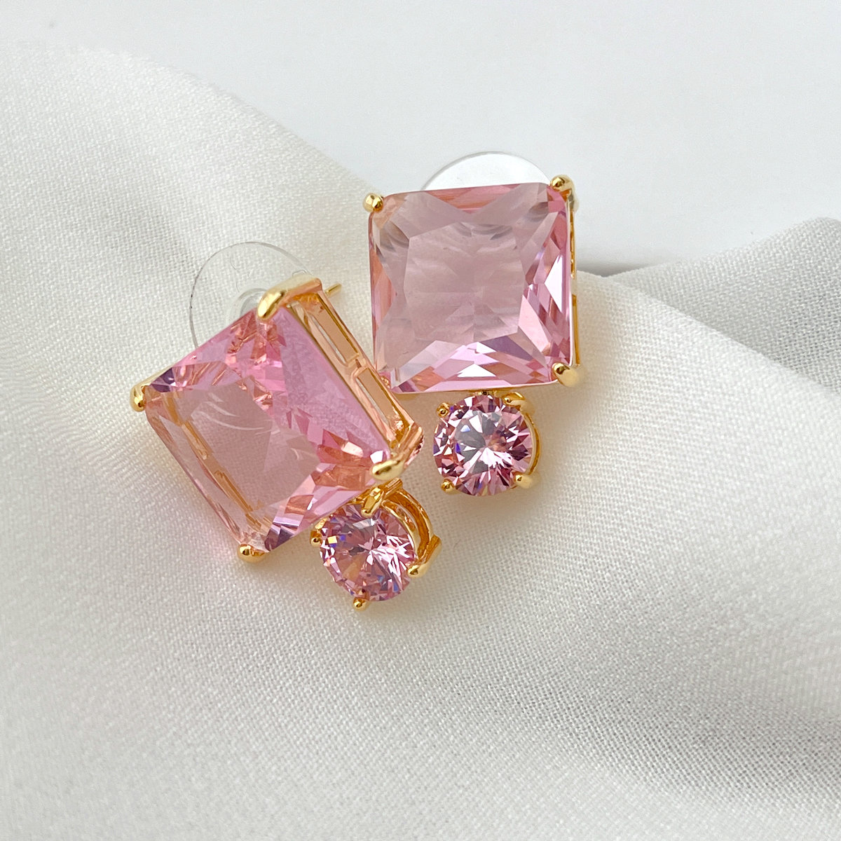 Pink ZIrcon Earrings Stud