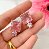 Pink ZIrcon Earrings Stud