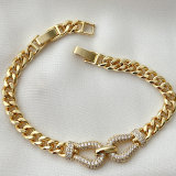 Fasion Pave Heart Chain Bracelet