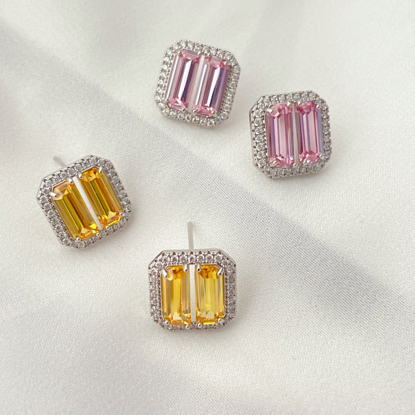 Square Zircon Stud Earrings