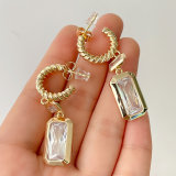 Clear Long Square Drop Earrings