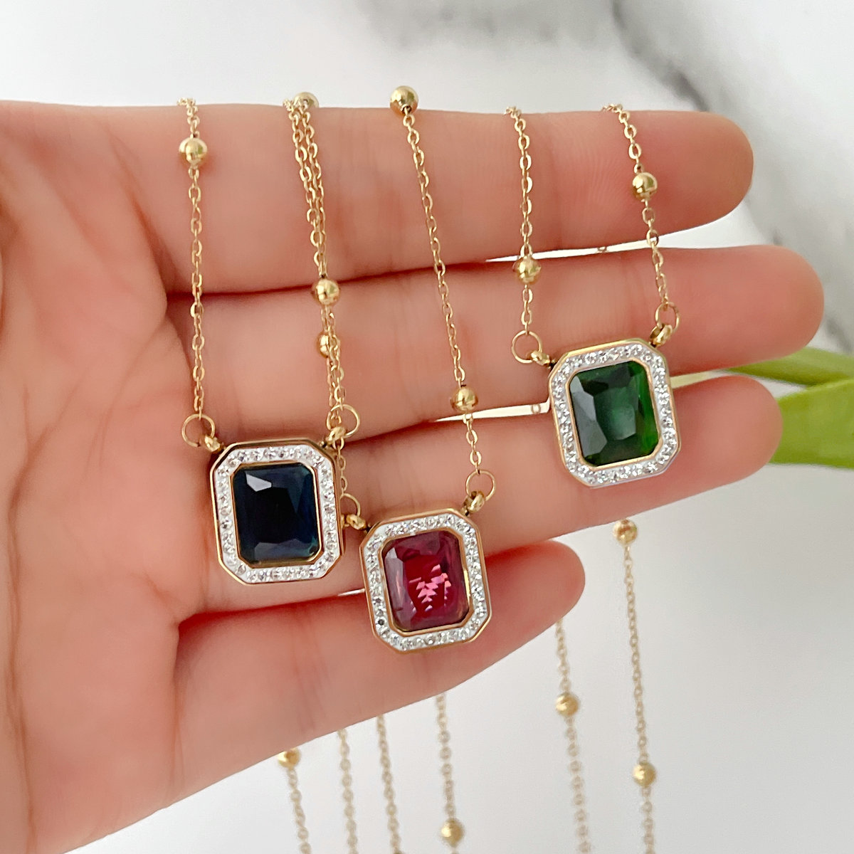 316 Stainless Steel Square Candy Necklace