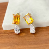 Yellow Zircon Water Drop Earrings