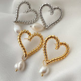 Heart Earring With Pearl Charm  CMEADL-2441008