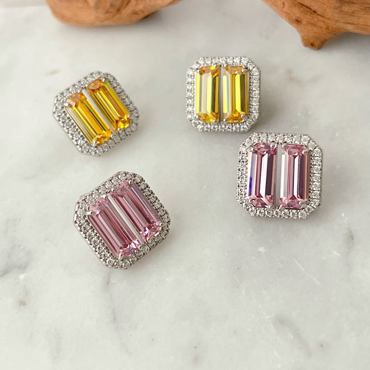 Square Zircon Stud Earrings